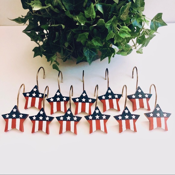 COPY - Star Shaped American Flag Shower Hooks - Picture 1 of 5